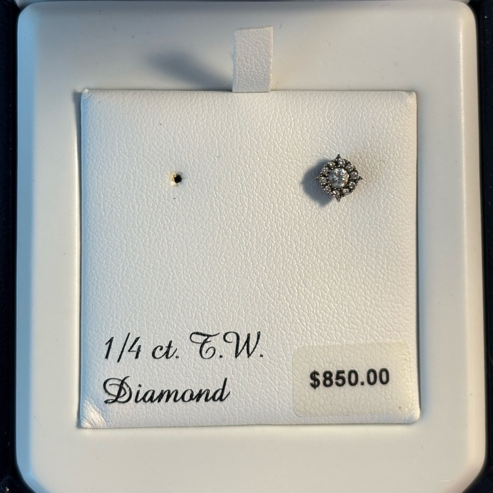 Single Silver Diamond Cluster Earring - image 1